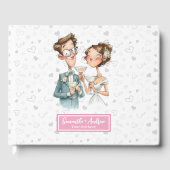 Waterverf bruiloft gastenboek Funny Quirky Paar (Voorkant)