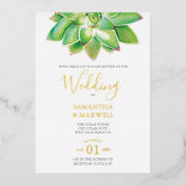 Waterverf bruiloft gouden folieuitnodiging folie uitnodiging (Voorkant)