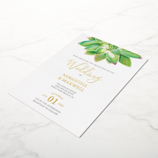 Waterverf bruiloft gouden folieuitnodiging folie uitnodiging (Gedraaid)