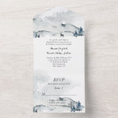 Waterverf bruiloft in Foggy Mountains All In One Uitnodiging (Binnen)