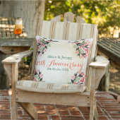 Waterverf bruiloft Jubileum Botanisch koraal Buitenkussen (Stoel)