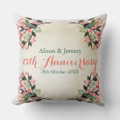 Waterverf bruiloft Jubileum Botanisch koraal Buitenkussen (Voorkant)