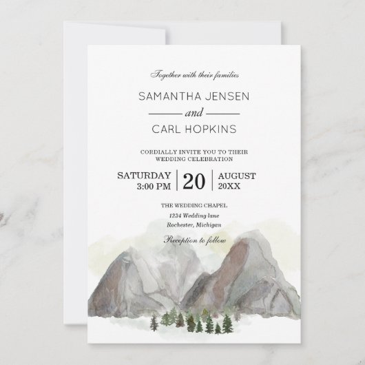 waterverf bruiloft kaart (Voorkant)