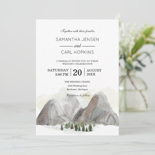 waterverf bruiloft kaart (Staand voorkant)