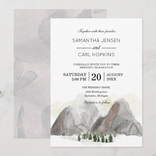 waterverf bruiloft kaart (Voorkant / Achterkant)