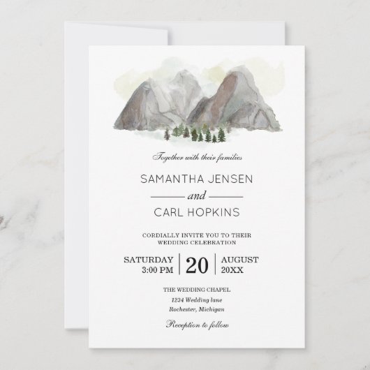 waterverf bruiloft kaart (Voorkant)