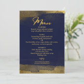 Waterverf bruiloft menu's | Blauw Abstract verguld Kaart (Staand voorkant)