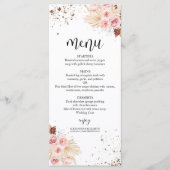 Waterverf bruiloft menu's | Boho Floral Glitter (Voorkant)