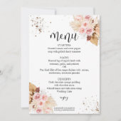Waterverf bruiloft menu's | Boho Floral Glitter Kaart (Voorkant)