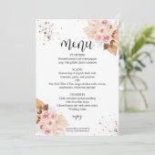 Waterverf bruiloft menu's | Boho Floral Glitter Kaart (Staand voorkant)