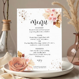 Waterverf bruiloft menu's | Boho Floral Glitter Kaart