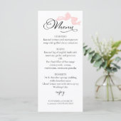 Waterverf bruiloft menu's | Pink Bow-kalligrafie (Staand voorkant)