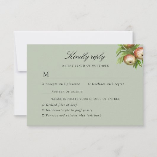 waterverf bruiloft met maaltijdselectie RSVP kaartje (Voorkant)