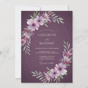 Waterverf Bruiloft met Meadow Plum Kaart