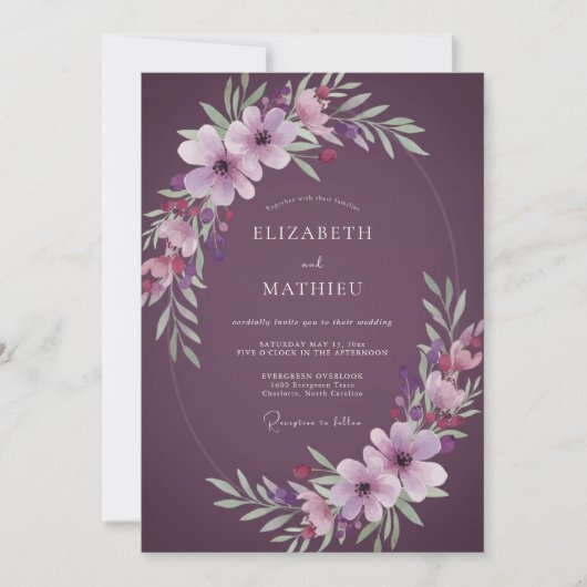 Waterverf Bruiloft met Meadow Plum Kaart (Voorkant)