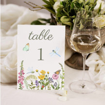 Waterverf Bruiloft met Wilde Bloemen Vlinder Libel