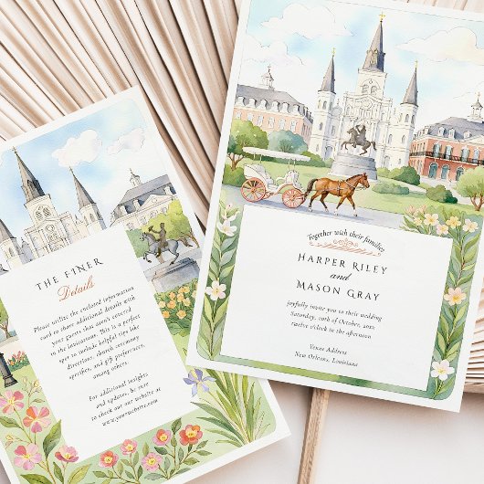 Waterverf bruiloft New Orleans Kaart