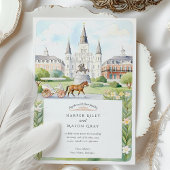 Waterverf bruiloft New Orleans Kaart