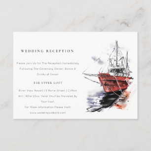 Waterverf bruiloft ontvangst jacht jacht informatiekaartje