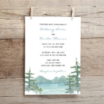 Waterverf bruiloft over bergMeer-thema