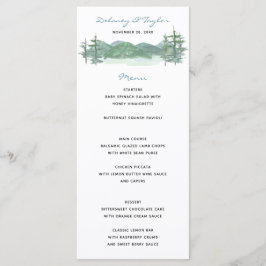 Waterverf bruiloft over bergMeer-thema Menu