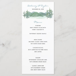 Waterverf bruiloft over bergMeer-thema Menu