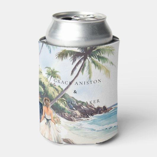 Waterverf bruiloft paar bruiloft blikjeskoeler (Blikje Voorkant)