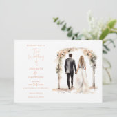 Waterverf bruiloft paar bruiloft kaart (Staand voorkant)