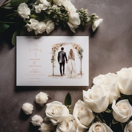 Waterverf bruiloft paar bruiloft kaart