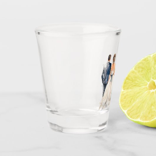 Waterverf bruiloft paar bruiloft shot glas (Links)