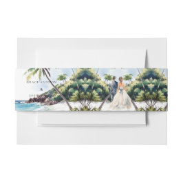 Waterverf bruiloft paar bruiloft uitnodigingen wikkel