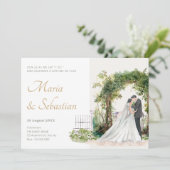 Waterverf bruiloft paar elegantie kaart (Staand voorkant)