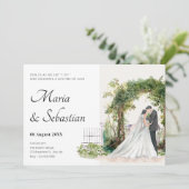 Waterverf bruiloft paar elegantie kaart (Staand voorkant)