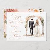 Waterverf bruiloft paar RSVP-kaart Save the Date (Voorkant / Achterkant)