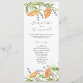 Waterverf bruiloft programma Wildbloemen Programmakaart