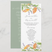 Waterverf bruiloft programma Wildbloemen Programmakaart (Voorkant / Achterkant)