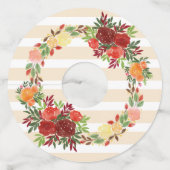 Waterverf Bruiloft Rozen Krans Wijnglaslabel (Achterkant)