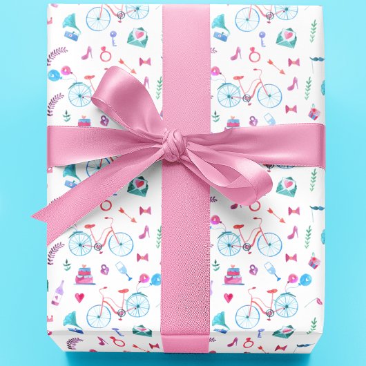 Waterverf bruiloft thema cadeaupapier