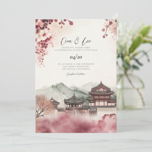 Waterverf bruiloft uitnodiging (Staand voorkant)