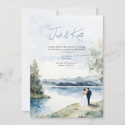 Waterverf bruiloft uitnodiging Kaart (Voorkant)
