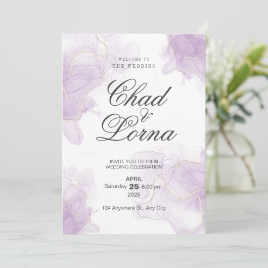 Waterverf bruiloft uitnodiging Kaart (Staand voorkant)