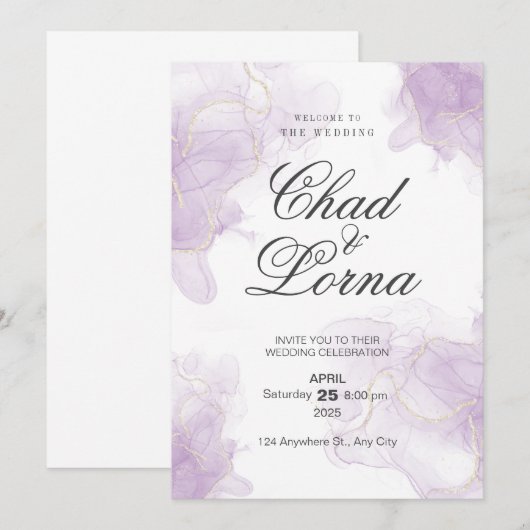 Waterverf bruiloft uitnodiging Kaart (Voorkant / Achterkant)