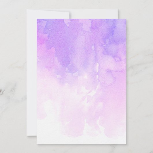 Waterverf bruiloft uitnodiging. Roze en paarse Kaart (Achterkant)