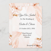 Waterverf bruiloft uitnodiging, roze kaart (Voorkant / Achterkant)