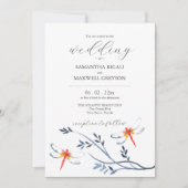 Waterverf bruiloft uitnodigingen rode libellen (Voorkant)