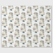 Waterverf bruiloft van bruiloft met Cake Pastel Cadeaupapier (Vlak)