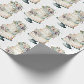 Waterverf bruiloft van bruiloft met Cake Pastel Cadeaupapier (Hoek)