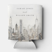 Waterverf bruiloft van de skyline van New York Blikjeskoeler (Achterkant)