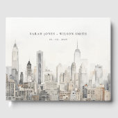 Waterverf bruiloft van de skyline van New York Gastenboek (Voorkant)