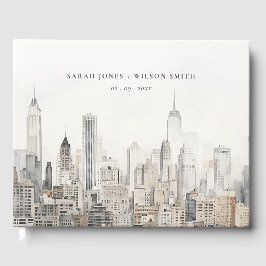 Waterverf bruiloft van de skyline van New York Gastenboek